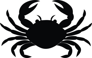 Crab silhouette vector icon. Seafood or ocean animal symbol.