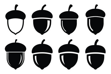 acorn silhouette vector illustration icon set
