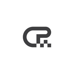 letter cp dots race road symbol logo vector