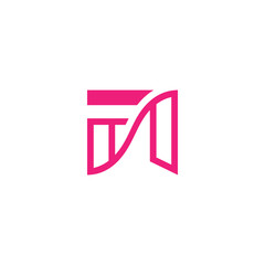 letter fi simple geometric outlines logo vector