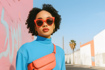 Stylish streetwear fashion for International Fanny Pack Day featuring youthful retro vibes, trendy accessories, and modern urban lifestyle celebration.