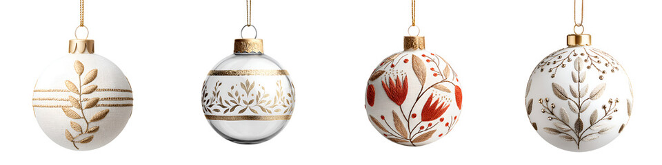 Elegant Christmas Ornaments Set - White and Gold Festive Decorations