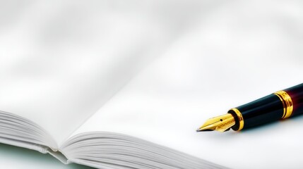 Open book holds pen pen positioned on open book for study or notation open book - pen positioned on open book for study or notation