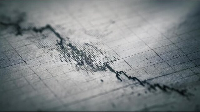 A pencil sketch of a jagged line on graph paper, resembling a stock price chart.