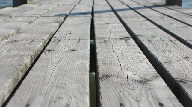 Wooden dock floor surface texture in neutral gray color tone