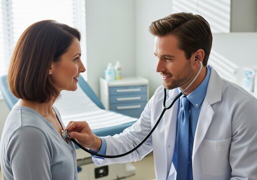 A doctor examines a patient using a stethoscope.