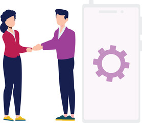 The boy and girl is discuss about setting mobile