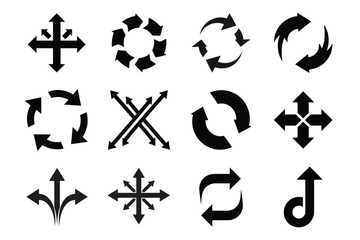 Vector icon collection of black arrow icons for design