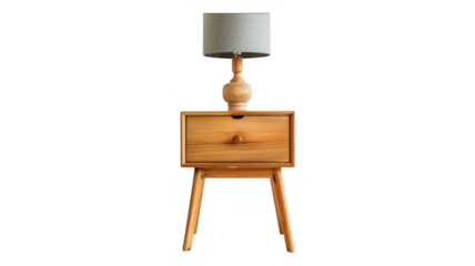 Lamp on a wooden bedside table image on transparent background