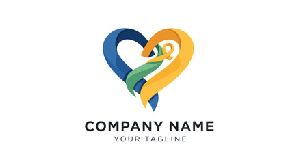 Obraz premium Colorful heart logo representing company name and tagline for branding.