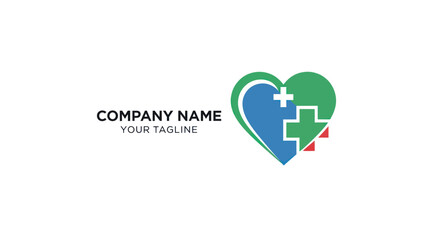Heart Shaped Medical Cross Logo Design for Healthcare Company.