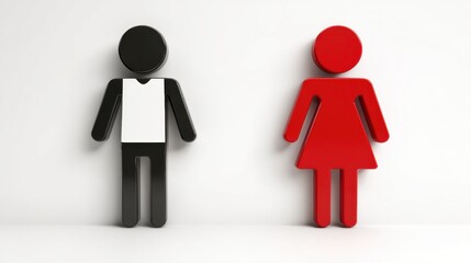 Gender symbols with contrast color. Representing equality and diversity, the image features male and female signs in contrasting colors against a clean backdrop.