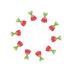 Strawberry candy wreath Element for decorating sweets Vector illustration