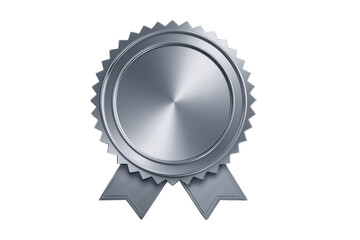Silver badge with a blank center for awards. isolated on a transparent background.