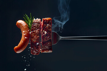 Carne grigliata su sfondo nero