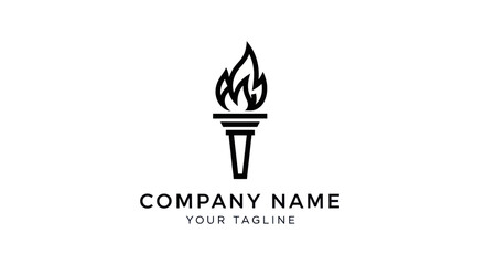 Minimalist Torch Logo Design with Flame for Company Branding and Identity.