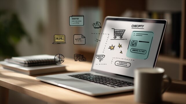 Laptop displaying an online shopping interface, symbolizing e-commerce and digital transactions