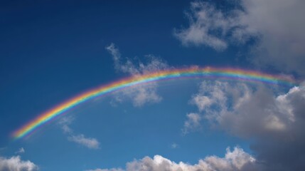 Obraz premium A vibrant rainbow arches across a clear blue sky, a picturesque scene