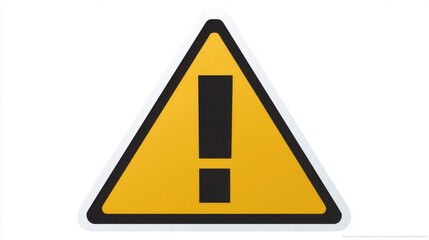 Warning sign indicating caution and potential danger. The sign features a yellow triangle with a black exclamation mark in the center