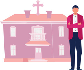 Male is presenting catholic canthedral exterior