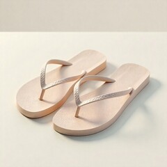 Photorealistic render of plain rubber flip-flops with detailed texture, soft shadows.