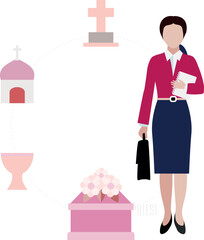 The girl is doing memorial flower