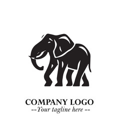 Obraz premium Majestic Elephant Logo Symbol in Black on White Background with Elegant Minimalist Modern Design