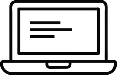 a laptop line art on the white background