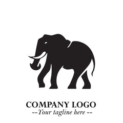 Obraz premium Majestic Elephant Logo Symbol in Black on White Background with Elegant Minimalist Modern Design