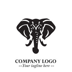 Majestic Elephant Logo Symbol in Black on White Background with Elegant Minimalist Modern Design