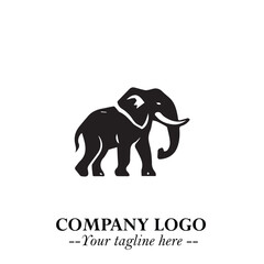Obraz premium Majestic Elephant Logo Symbol in Black on White Background with Elegant Minimalist Modern Design