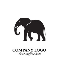 Obraz premium Majestic Elephant Logo Symbol in Black on White Background with Elegant Minimalist Modern Design