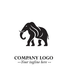 Majestic Elephant Logo Symbol in Black on White Background with Elegant Minimalist Modern Design