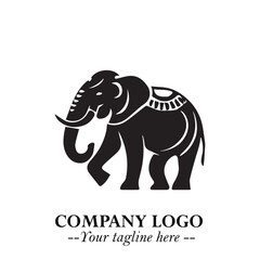 Majestic Elephant Logo Symbol in Black on White Background with Elegant Minimalist Modern Design