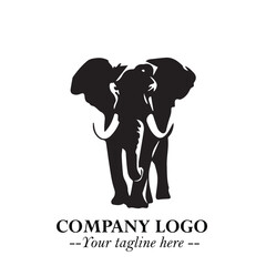 Majestic Elephant Logo Symbol in Black on White Background with Elegant Minimalist Modern Design