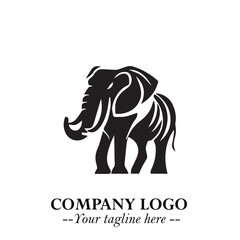 Obraz premium Majestic Elephant Logo Symbol in Black on White Background with Elegant Minimalist Modern Design