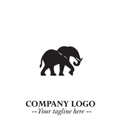 Majestic Elephant Logo Symbol in Black on White Background with Elegant Minimalist Modern Design