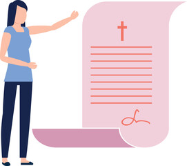 The woman is presenting certifcate.