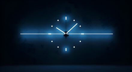 Stunning neon clock illuminates the darkness, a modern symbol of time management and futuristic design perfect for presentations, websites, and branding projects
