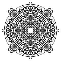 Hand-Drawn Bohemian Mandala Art. For coloring book,Intricate Mandala Line Art for Coloring.