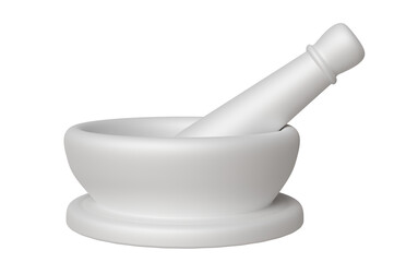 White marble Ayurvedic mortar and pestle for natural medicine preparation use
