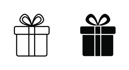 Two gift box icons one outlined and one solid black