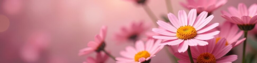 Delicate pink gerbera daisies, soft focus, romantic floral backdrop, texture, summer, sweet