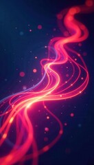 Dynamic light trails forming glowing wave pattern, fantasy, vivid, stars