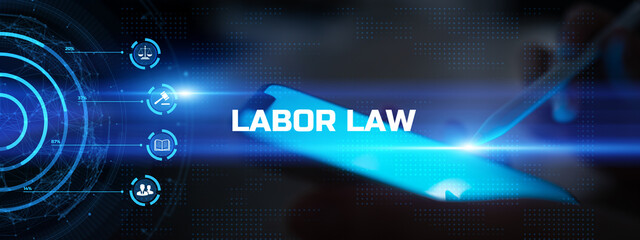 Labor Law and Employee Rights Management Illustrated on a Virtual Interface.