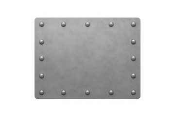 Metal plate with rivets on transparent background