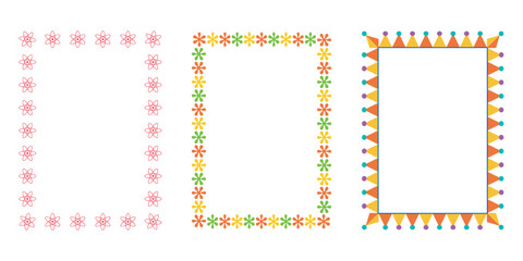 Collection of three decorative borders with colorful abstract patterns