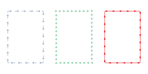 Three rectangular frames with different border styles on white background