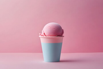 Ice cream scoop on Colorful paper cup, Neapolitan flavor