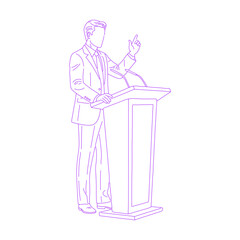 Line art illustration of person giving public speech